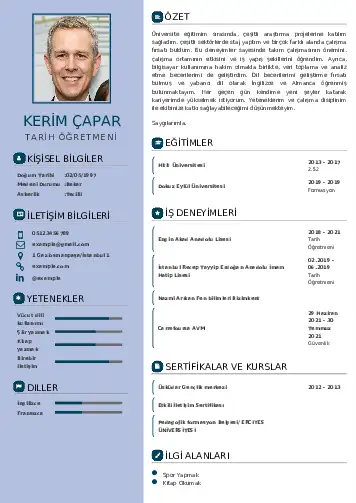 Tarih Öğretmeni Cv Örnekleri cv indir